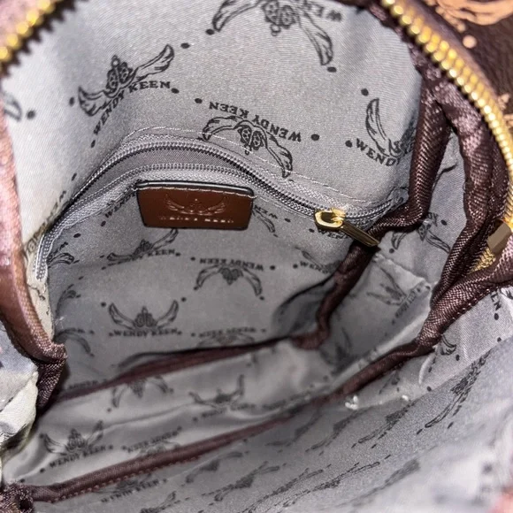 Wendy Keen Brown Belt Bag w Metallic Accents - Picture 3 of 5